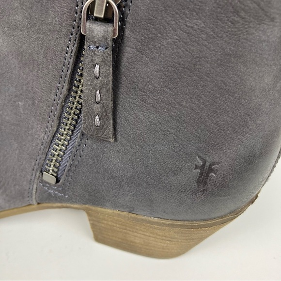 FRYE Judith Double Zip Stacked Heel Almond Toe Ankle Boots Grey Blue Sz 8.5 - Picture 7 of 16